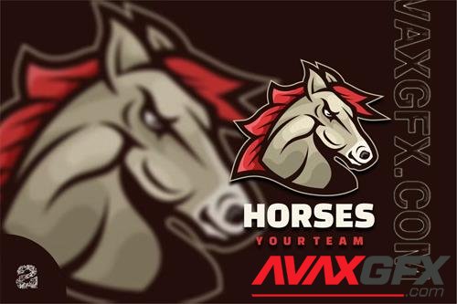 Horse Head Character Mascot Logo