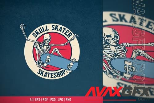 Vintage Skateboard Skull Logo