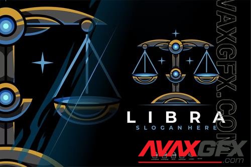 Modern Mecha Robotic Zodiac Libra Logo Design