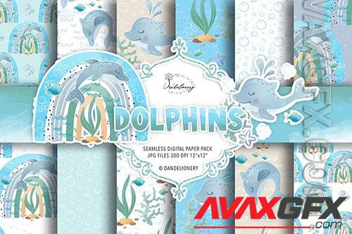 Dolphins digital paper pack