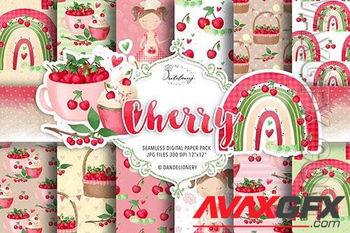 Cherry rainbow digital paper pack