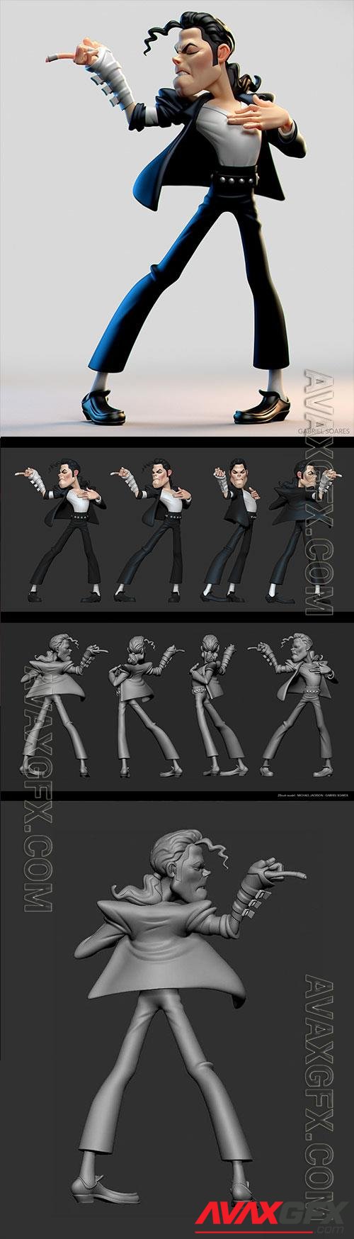 Michael Jackson Cartoon 3D Print Model