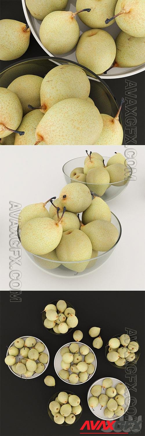 HD Realistic Japanese Pears 3D Model