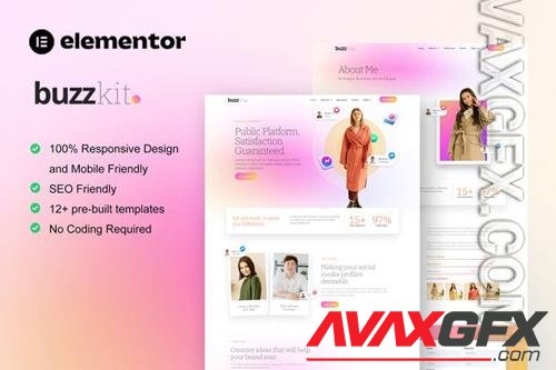 TF Buzzkit v3,6 - Influencer & Creative Agency Elementor Template Kit 38204886