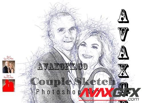 Couple Sketch Photoshop Action - 7282502