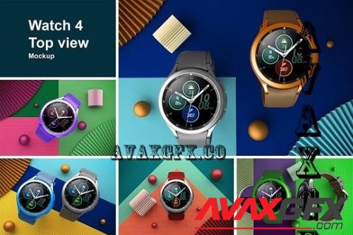 Watch 4 Top View Mockup - 6902443