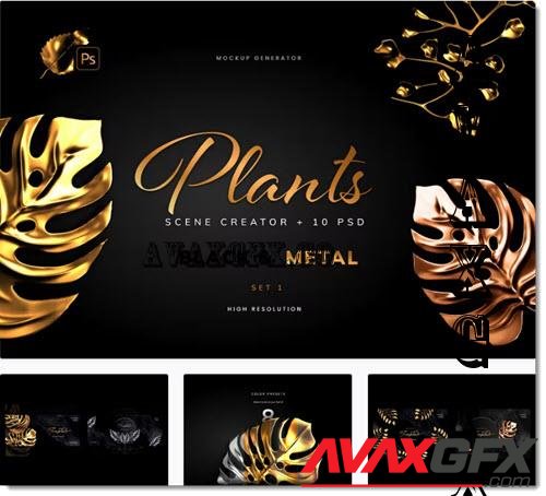 Gold and Black Monstera Plants - 7265624