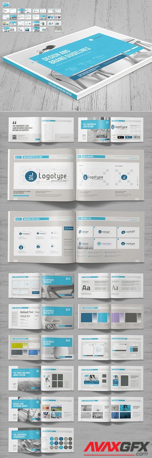 Brand Manual Layout with Blue Accents 243531188