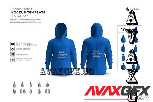 Hoodie Jacket Mockup Template Set - 1977899