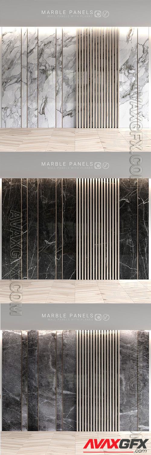 Marble Panels with Planks 3D Model