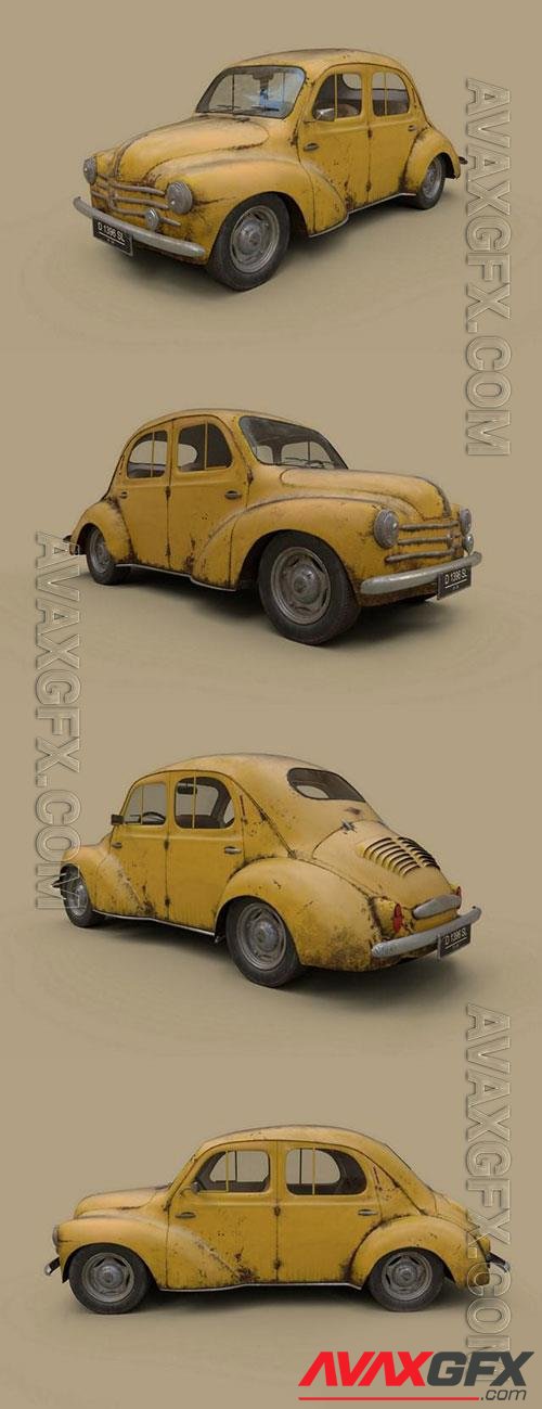 Old rusty renault 4cv 1960 3D Model