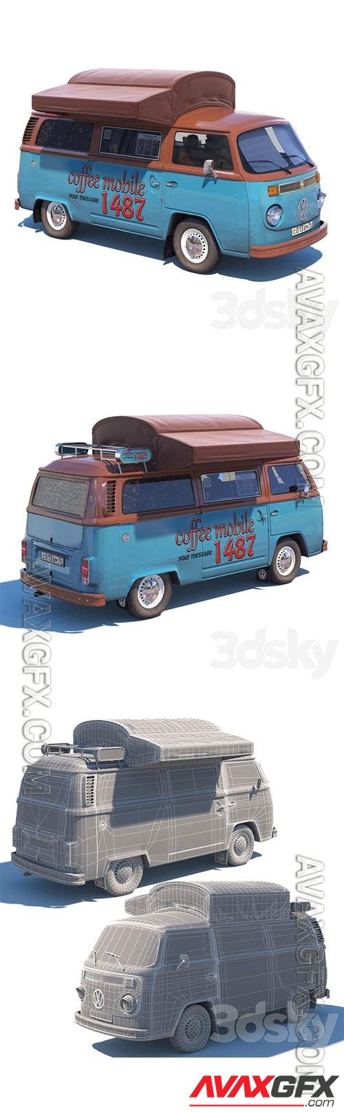 Street coffee car Volkswagen 3D Model