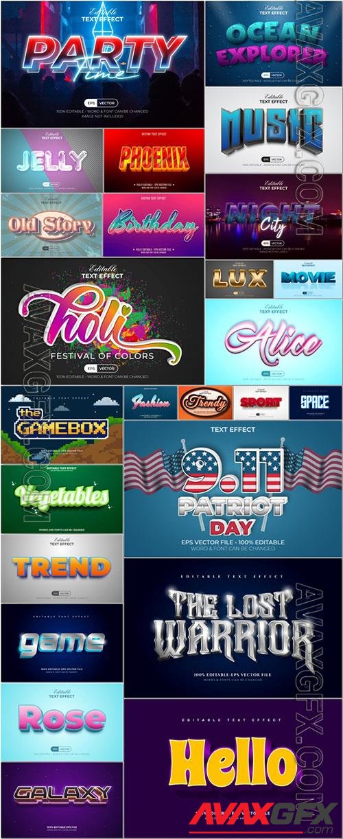 3d editable text style effect vector vol 1053