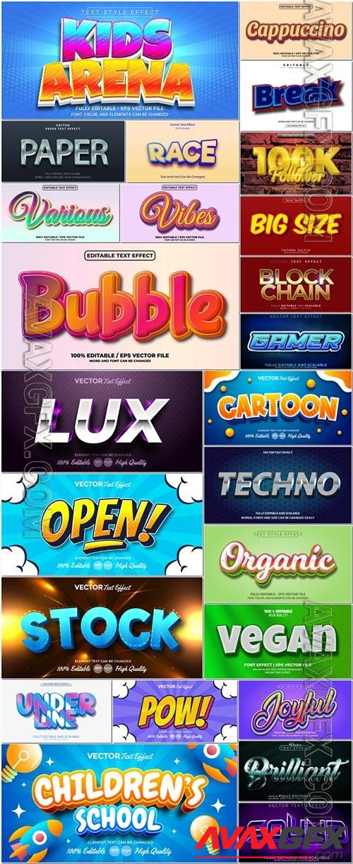 3d editable text style effect vector vol 1051