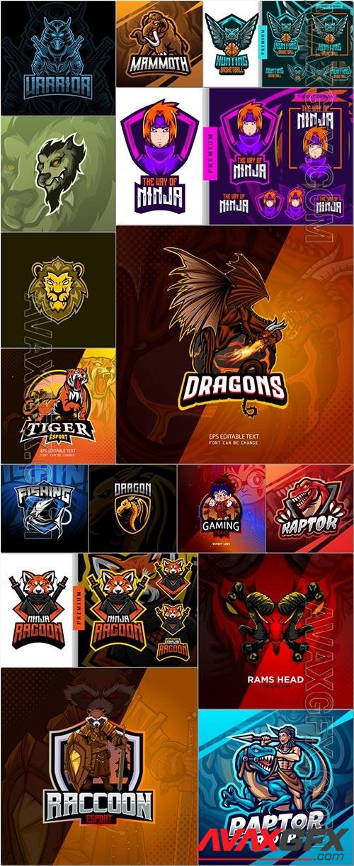 Mascot logo design set premium vector vol 55