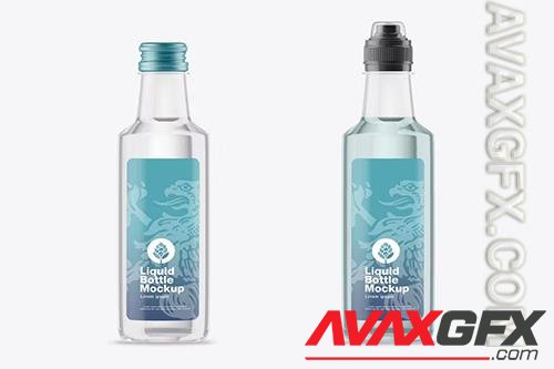 Liquid Bottle with 5 Caps Mockup