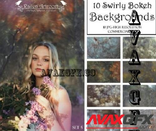 Swirly Bokeh Overlays, Bokeh Background Set 5