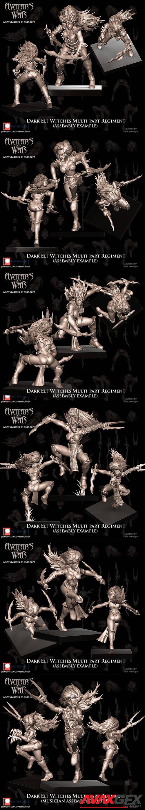 Avatars of War - Dark Elf Witches – 3D Print