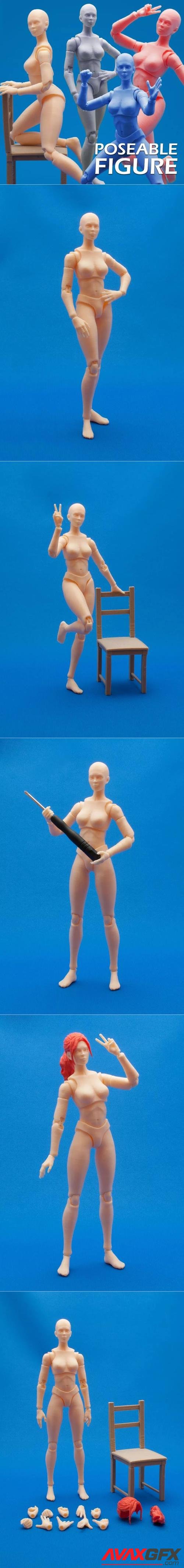 Articulated Poseable Female Figure – 3D Print