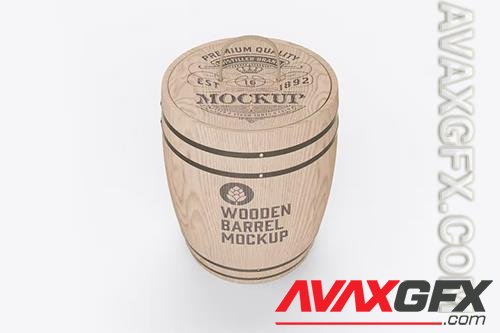Wooden Barrel Container Mockup