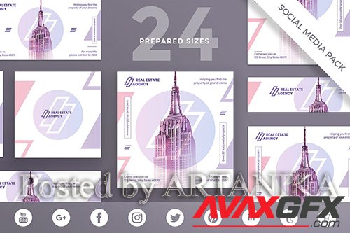 Real Estate Agency Social Media Pack PSD and EPS Template