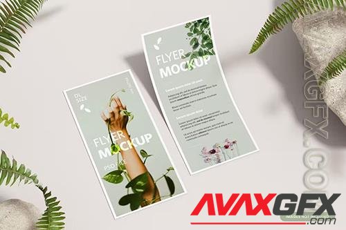 DL Flyer with Plants - Realistic Mockup