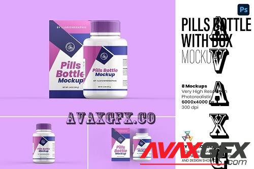 Pills Bottle with Box Mockup 8 views - 7323572