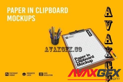 Paper in Clipboard Mockup - 7312328