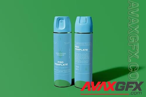 Front and Back View Aerosol Metallic Bottle Mockup