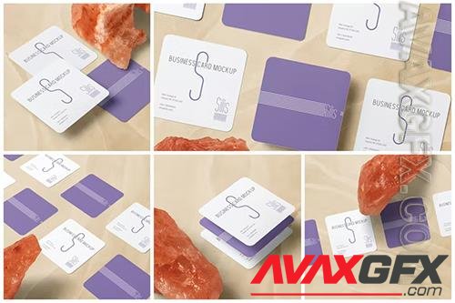 Rounded Square Business Card Mockups
