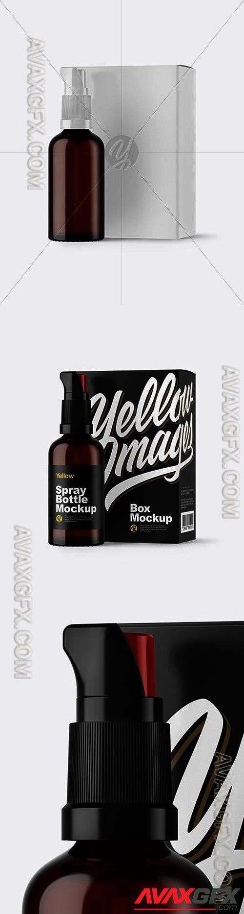 Amber Spray Bottle with Box Mockup 48412 TIF