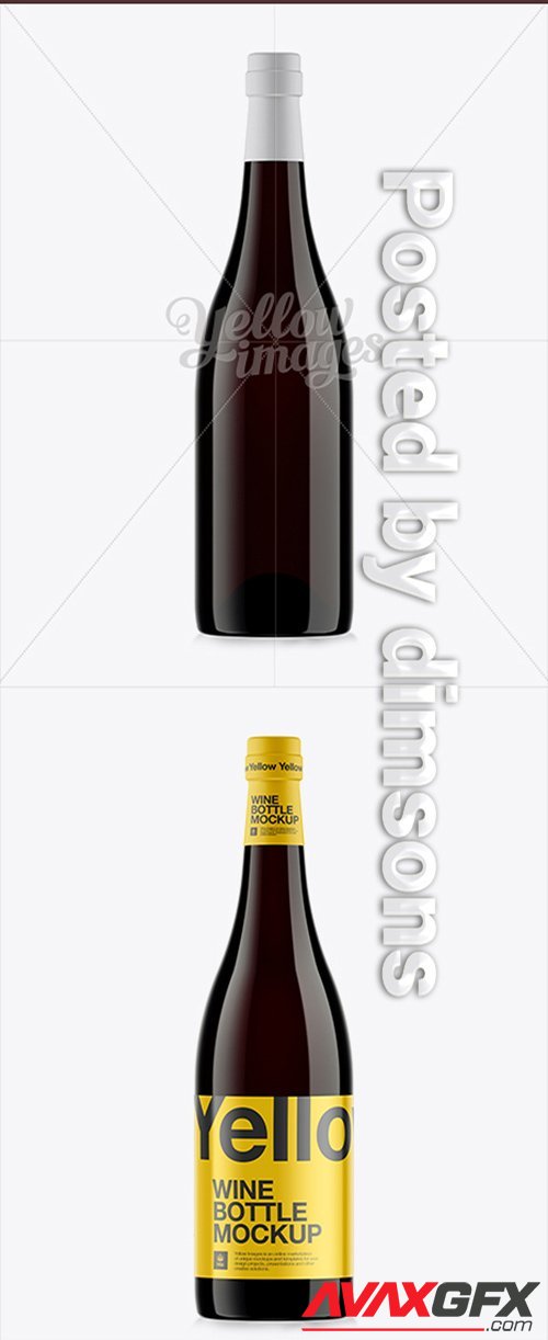 750ml Dark Amber Glass Burgundy Bottle Mockup 10918