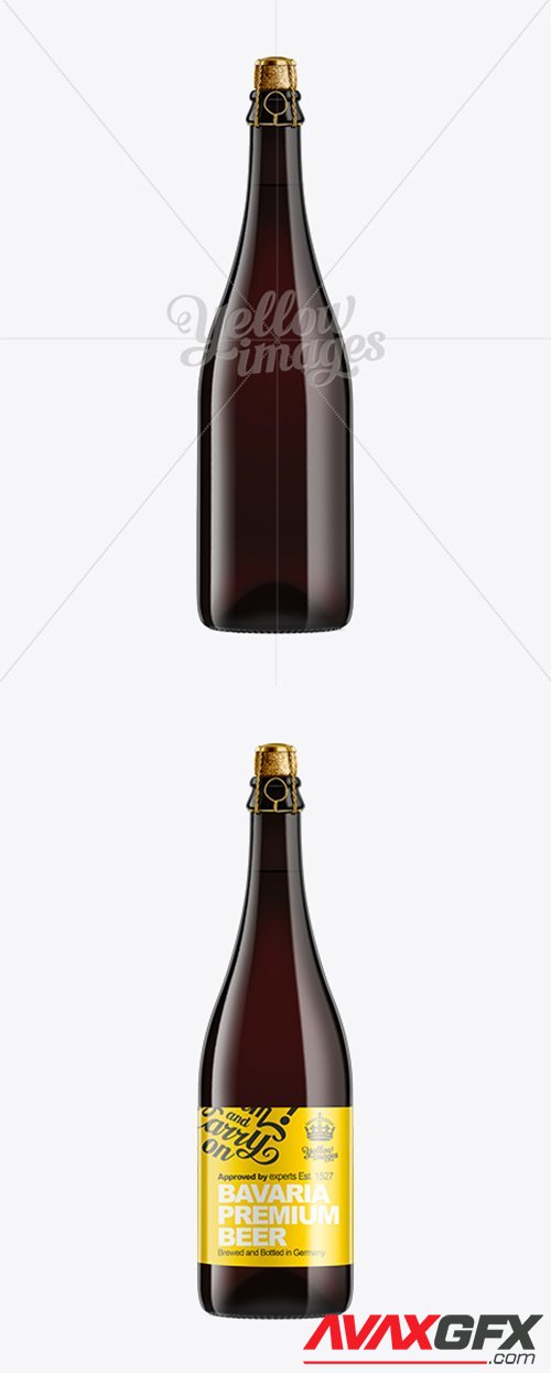 750ml Black Amber Beer Bottle with a Cork and Muselet Mockup 10429