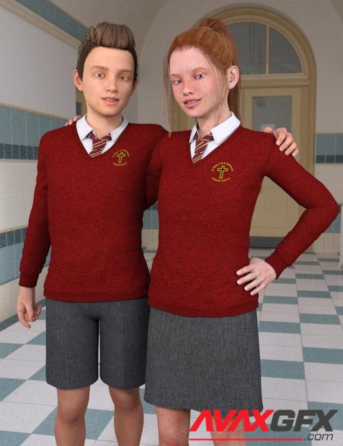 Time For School Sweater Uniforms for Genesis 3 Female(s) and Male(s)