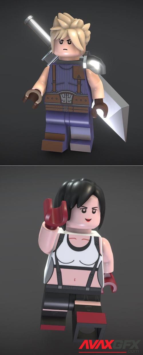 Tifa LEGO Mini Fig and Cloud LEGO Mini Fig – 3D Print