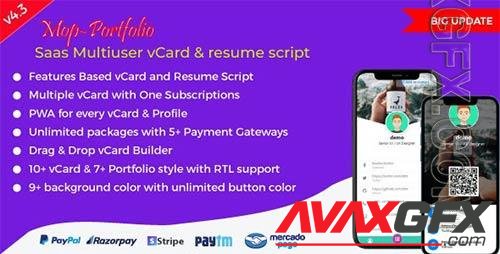 CodeCanyon - Mop v4.3 - SaaS vCard / Portfolio / Resume / Digital Business card - NULLED - 25576144