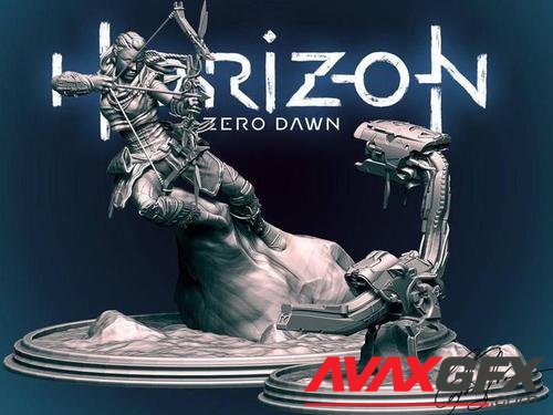 Aloy Horizon Zero Dawn With Watcher – 3D Print