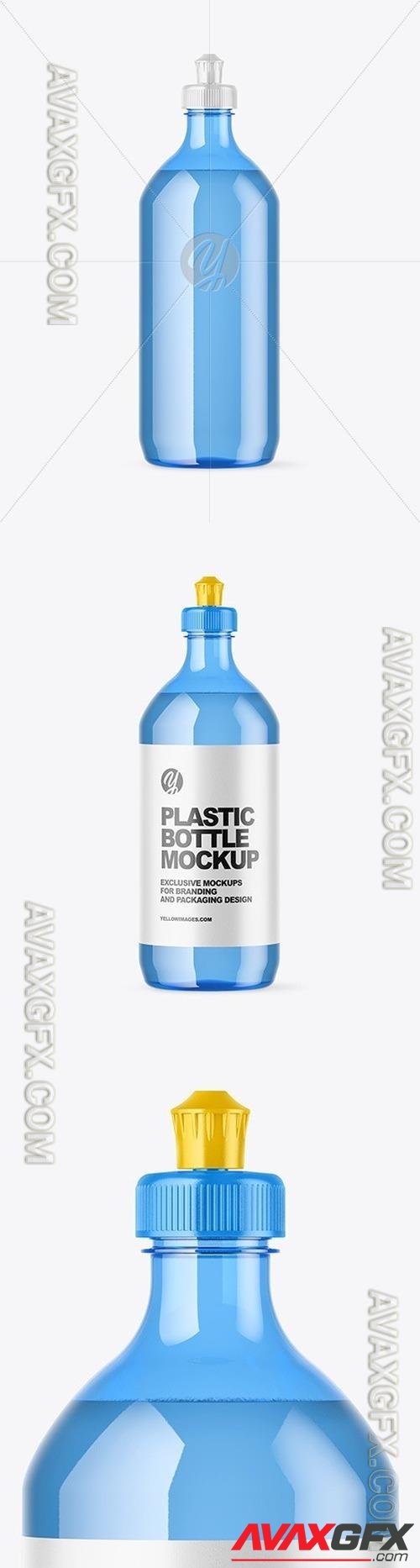 Blue Plastic Bottle with Squeeze Cap Mockup 47609 TIF