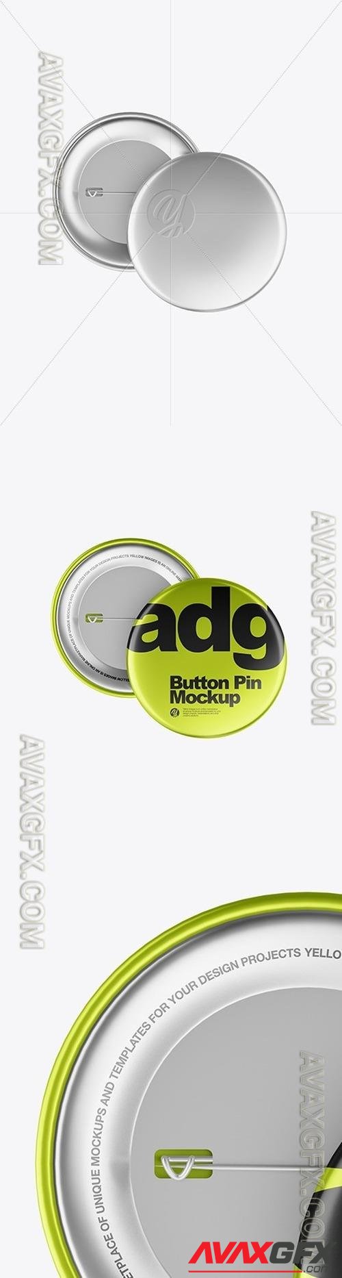 Two Metallic Button Pins Mockup 47541 TIF