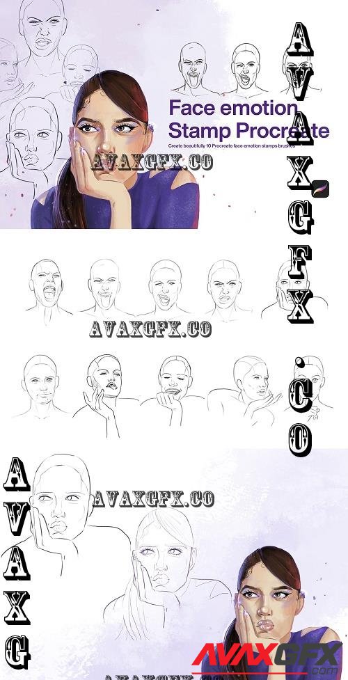 10 Face Emotion Stamps Procreate - 7370829