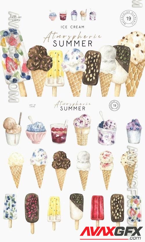 Watercolor Ice Cream Clipart Fruit fresh ice png