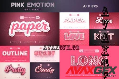 Set 10 Pink Love Editable Text Effects - 7377135
