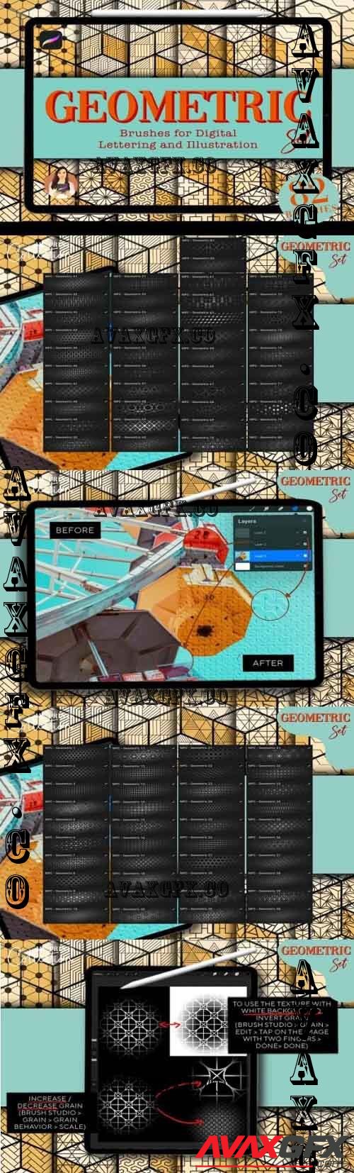 82 Geometric Procreate Brush Set