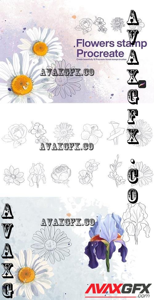 10 Flowers Stamps Procreate - 7377555