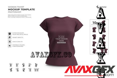 Woman Shirt Mockup Template Set - 2022602