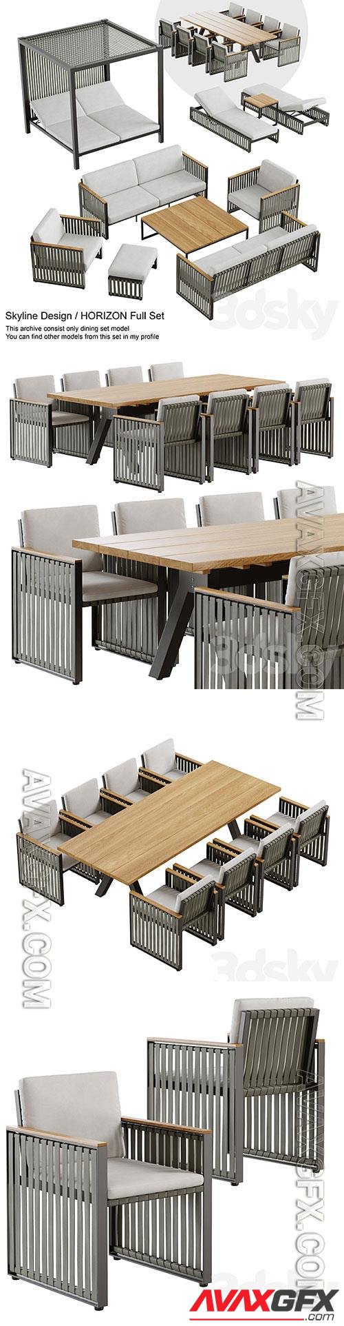 Outdoor garden wicker woven dining set Skyline design Horizon 3D Model