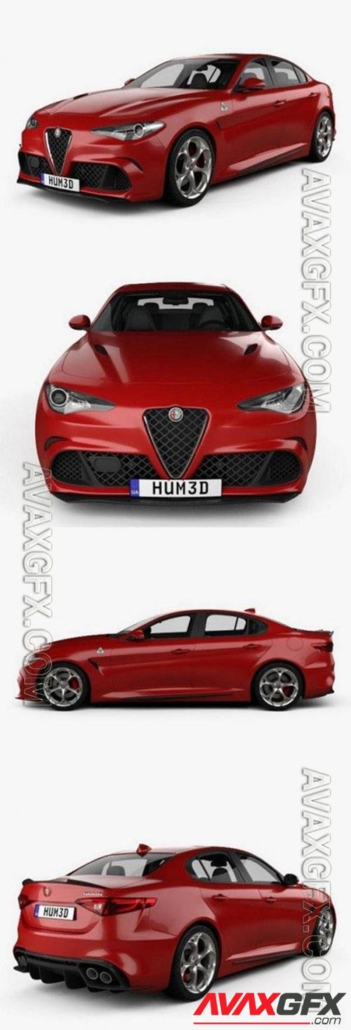 Alfa Romeo Giulia Quadrifoglio with HQ interior 2016 3D Model