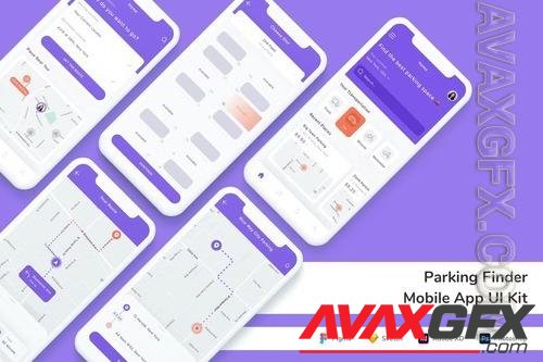 Parking Finder Mobile App UI Kit PNLLFEY