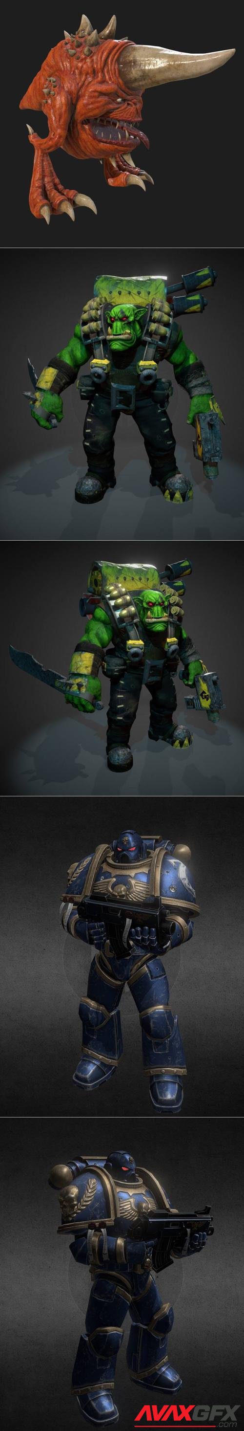 Warhammer 40k Ork Kommando and Warhammer 40000 Ultramarine and Warhammer Squig speed asset – 3D Print