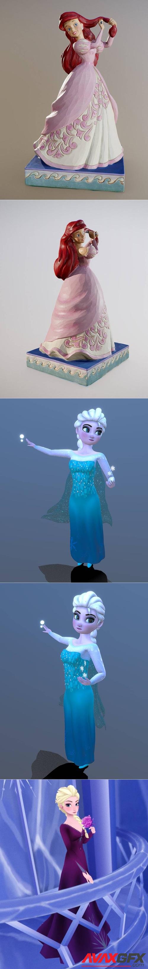 Princess Passion Ariel and Disney Frozen-Queen Elsa and Frozen Elsa – 3D Print
